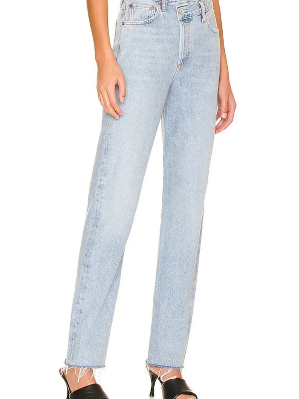 Agolde Criss Cross Jeans Straight Leg Denim Organic Cotton Asymmetrical Blue 30 - Picture 9 of 10